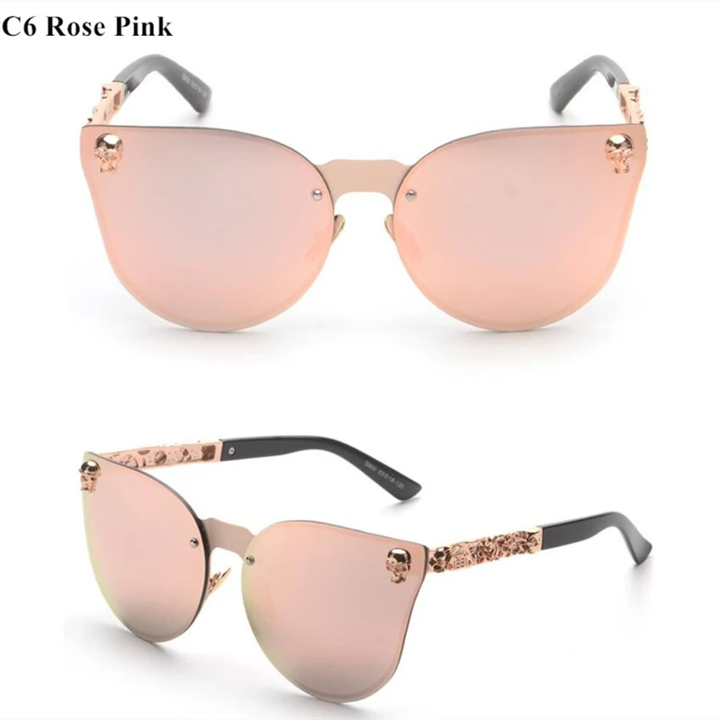 HBK Rose Gold Sunglasses Women Skull Mirror Diamond Brand Designer Metal  Frame Sun Glasses Mirror Flat Lens Lunettes de soleil - AliExpress