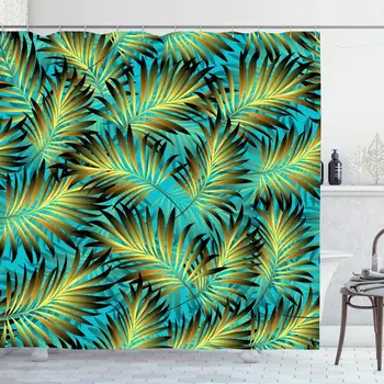 

Shower Curtain Set with Hooks 60x72 Foliage Palm Branch Pattern Tropical Plant Leaves Hawaii Tree Garden Bush Colorful Jungle