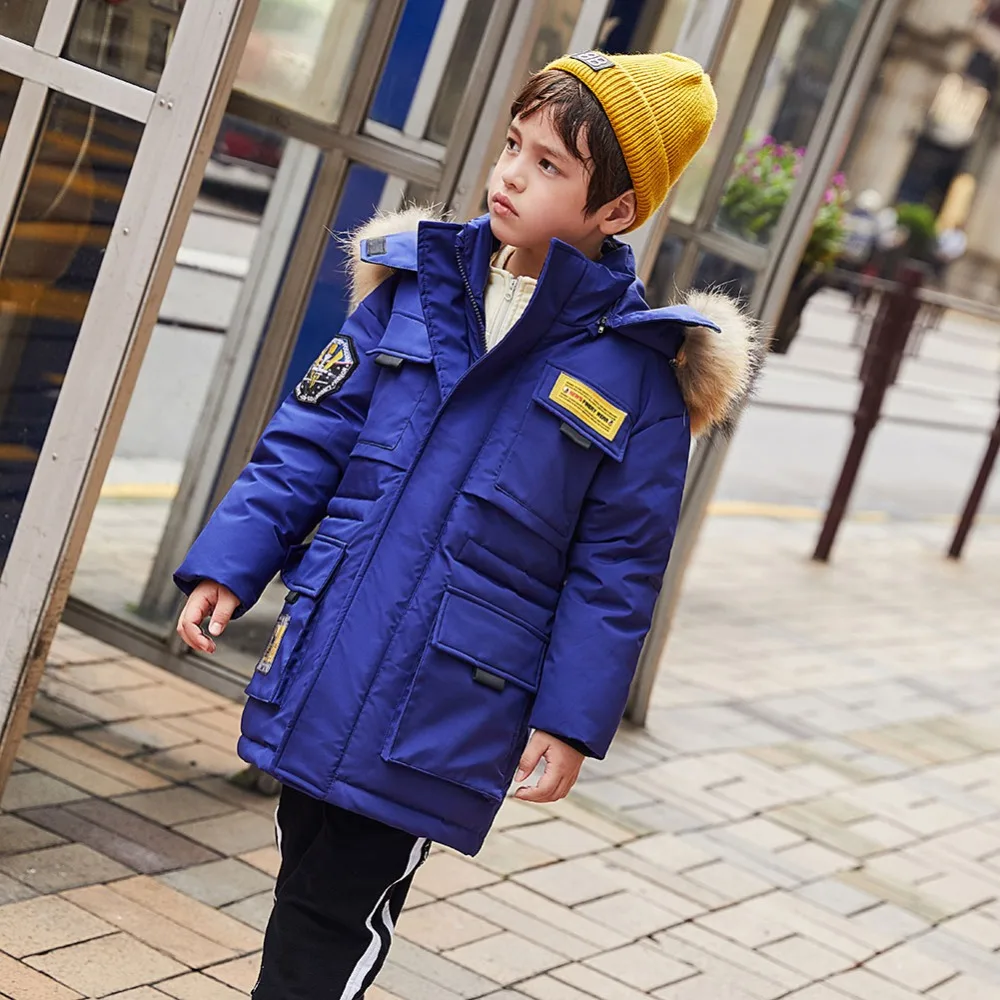 Autumn Winter Boys Jackets Fur Collar Baby Girls Down Coat Casual Children Hooded Outwear Girls Winter Down Jackets