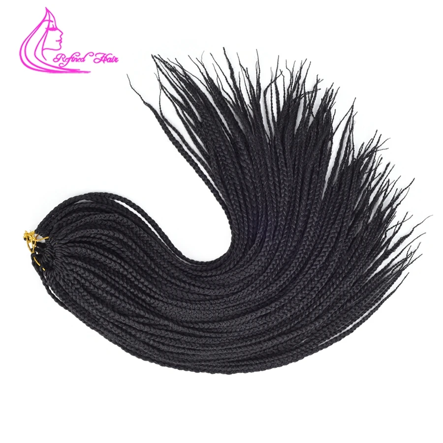 Box Braids Crochet Hair Handmade Crochet Braids 14 18 24Inches Long Synthetic Braiding Hair Extensions Ombre Black Brown Gray