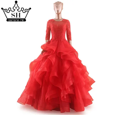 Robe De Mariee свадебное платье с короткими рукавами, большой красный цвет, аппликация, кружевное платье невесты, реальное изображение, Serene Хилл 66190 - Цвет: Красный