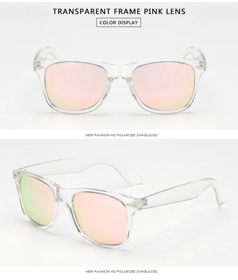 HOOLDW New Polarized Clear Sunglasses Women Transparent Frame Night Vision  Sun Glasse Mirror Reflective Glasses UV400 Eyewear white sunglasses women