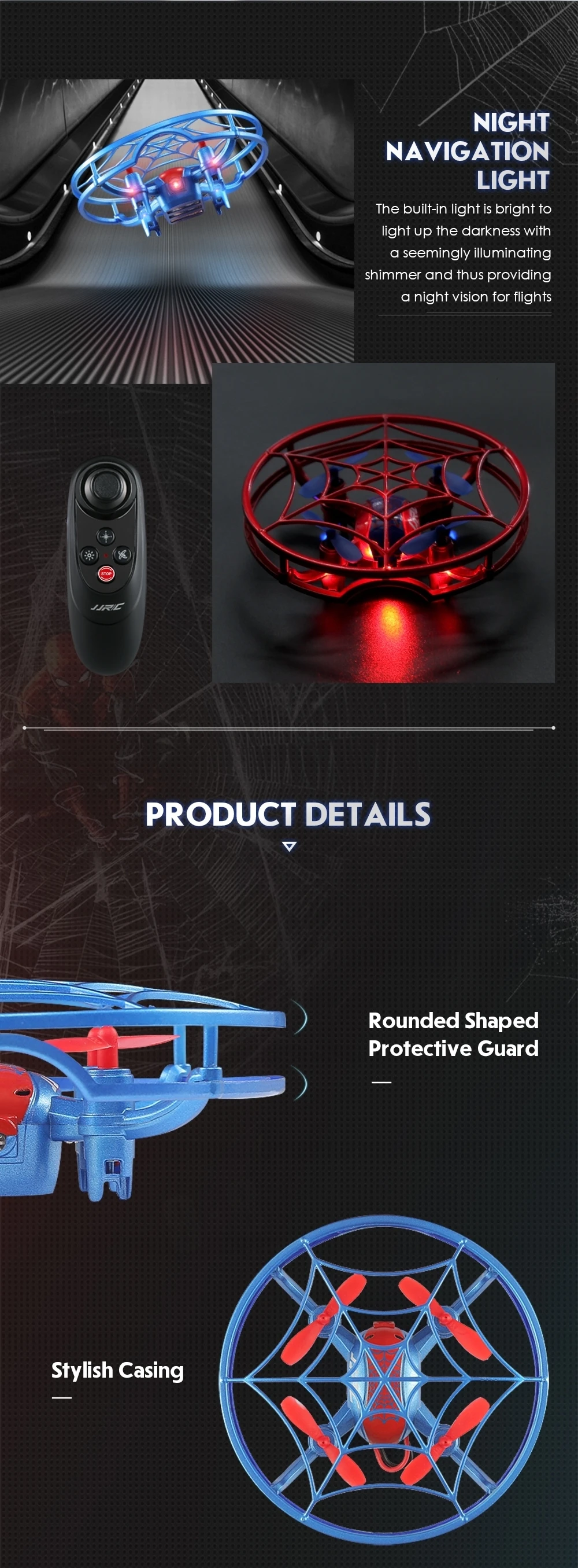 Горячий JJRC H64 для человека-паука g-сенсор управление голосовые подсказки режим удержания высоты Радиоуправляемый Дрон Квадрокоптер синий красный