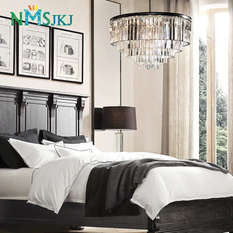Modern American Art Deco LED Crystal Chandelier for Living Room Kitchen Bedroom Decor
