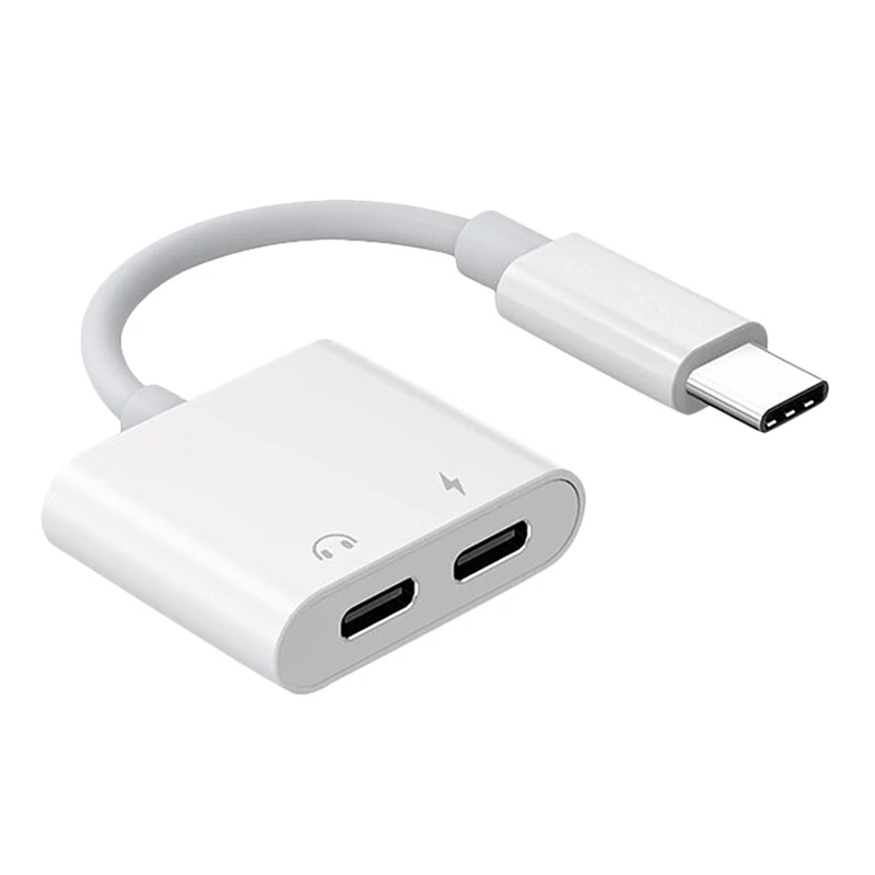 2 в 1 двойной тип C адаптер для наушников USBC разветвитель Jack AUX o зарядный конвертер