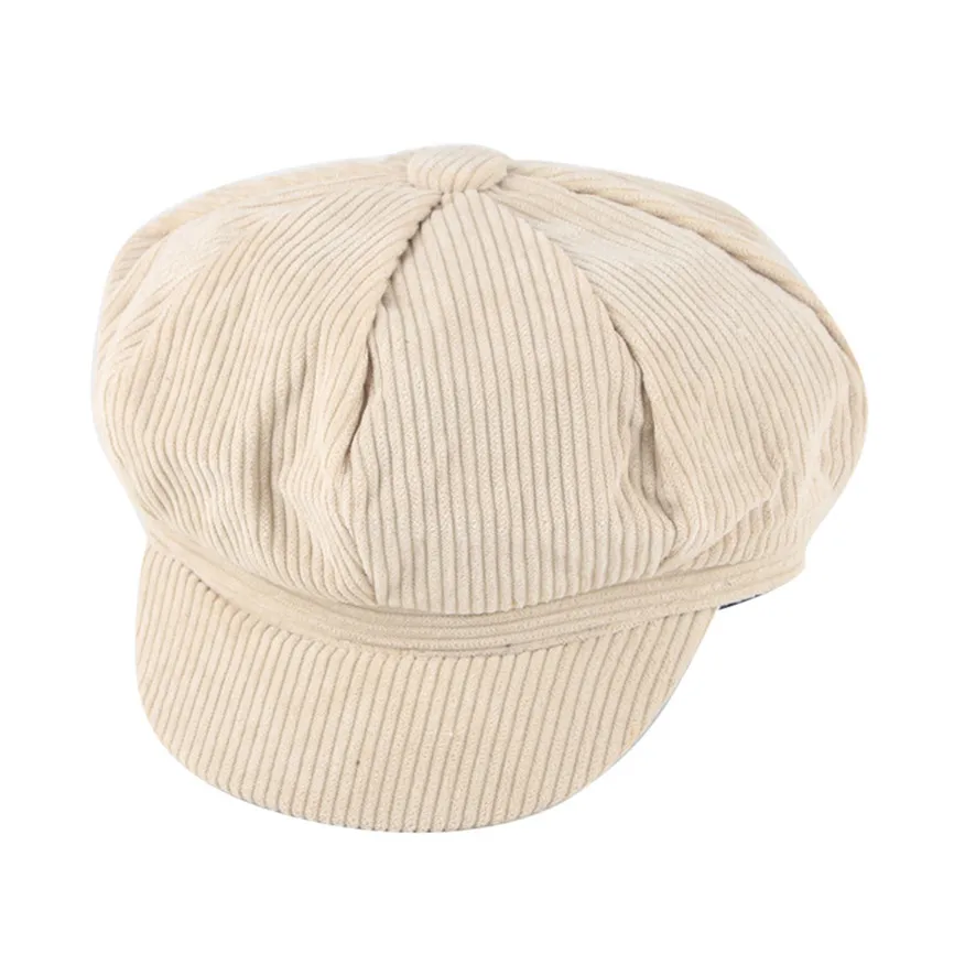 Beige Берет, детская шапка, женская шапка, новинка года, детский однотонный вельветовый Ретро берет, шапка для отдыха с язычком, Gorra Mujer Gorras - Цвет: Beige