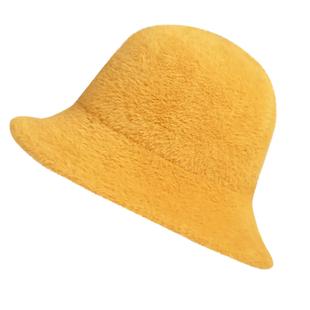 Модная женская Повседневная плюшевая теплая шерстяная шляпа вязаная шапка Панама шляпа-Панама пляжный котелок солнце вечерние уличные головные уборы Панама - Цвет: Yellow