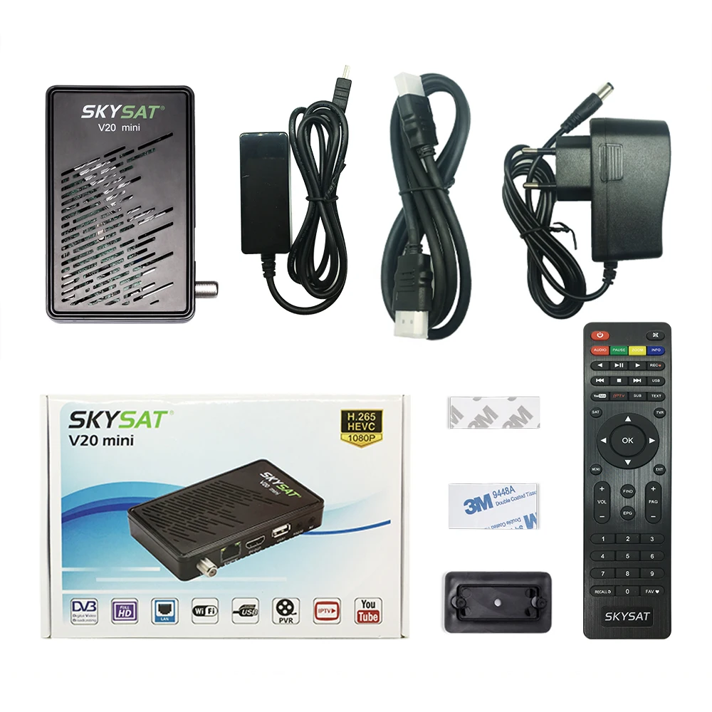 SKYSAT V20 Mini Satellite Receiver DVB S2 H265 CCCams Newcamd Cline Powervu Xtream IPTV m3u Receptor De Satelite TV Box