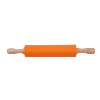 

non stick wooden silicone rolling pin silicone for kitchen and baking (orange)
