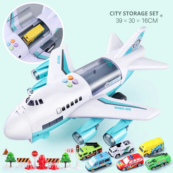 Blue City Set2 10 стильных детских игрушек модель самолета музыкальная дорожка инерционный воздушный лайнер большой пассажирский самолет Diecasts& игрушечные транспортные средства Детские самолеты - Цвет: Blue City Set2