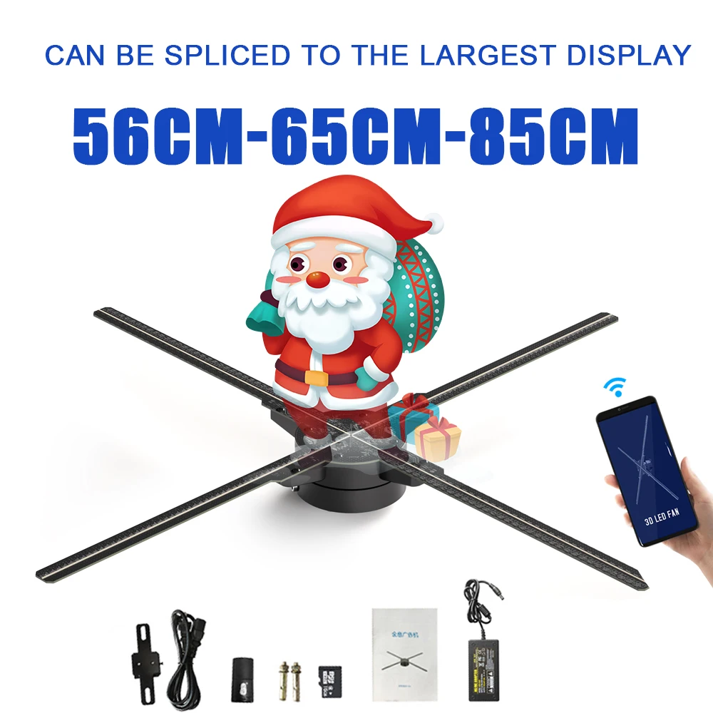 3D hologram Projector Fan 65cm with Wifi control to transmit picture and Video Commercial display ventilador holografico led | Освещение