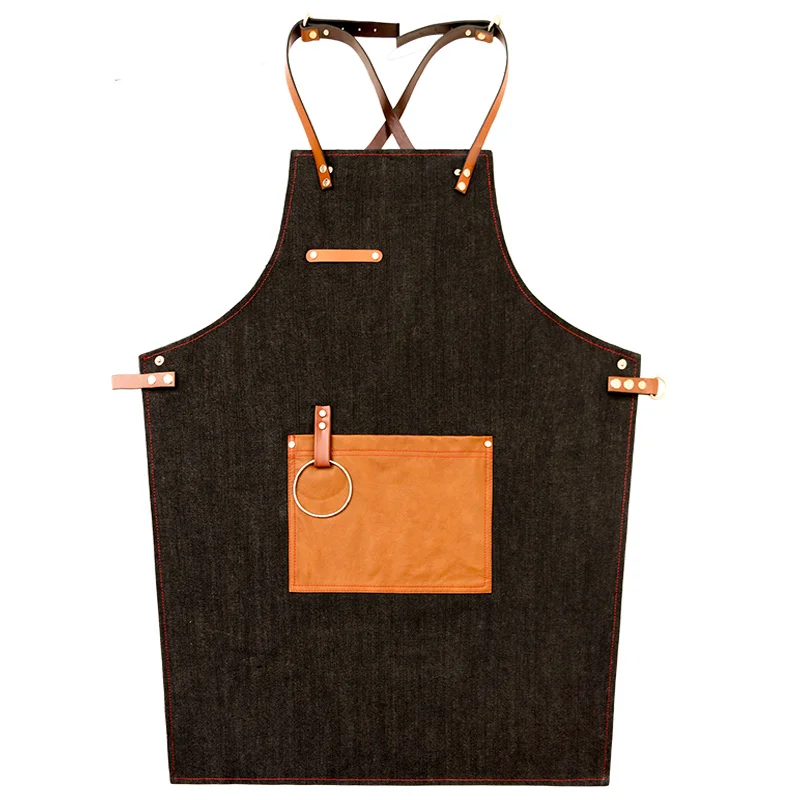 Denim apron canvas custom logo milk tea coffee shop restaurant nail art Korean oil painting men and women overalls