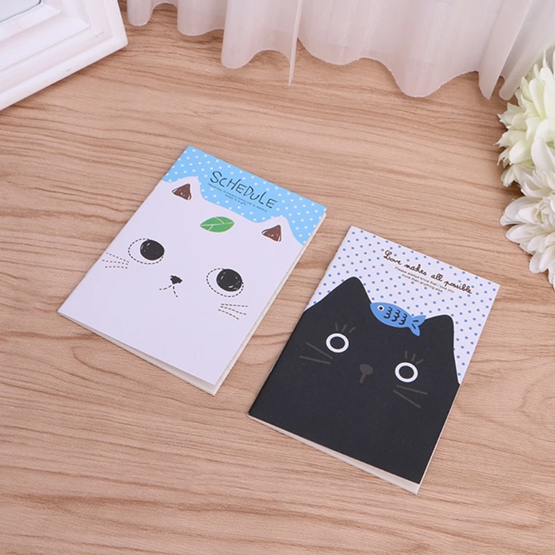 

Cartoon Cat Notebook Sweet Hard Cover Paperback Book Diary Notepad Sketchbook
