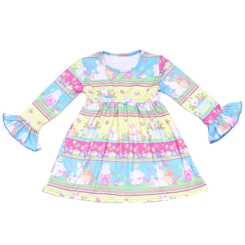 Новинка года; пасхальное платье для маленьких девочек; Boutqiue; Детские платья с пасхальными яйцами для девочек; платья из молочного шелка для девочек; Пасхальный костюм; одежда - Цвет: WBLBXLYQ-41