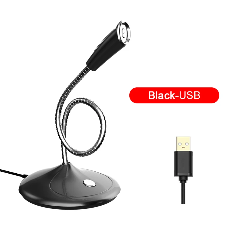 Black-USB Popu Pine компьютерный микрофон 360 ° свободно регулируется студийный речевой микрофон игровой чат USB микрофон Настольный ПК ноутбук - Цвет: Black-USB