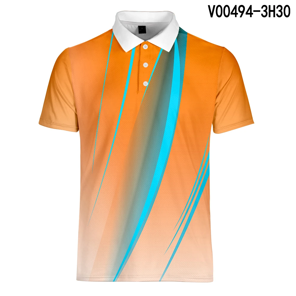 WAMNI теннисная мужская полосатая рубашка поло Быстросохнущий Топ Повседневный Бодибилдинг спортивный отложной воротник Градиент короткий рукав поло - Цвет: V00494