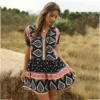Low Price Jumpsuit Women Overalls Tassel-Patchwork Jastie Pattern-Print Rompers Vintage V-Neck 4000726206491