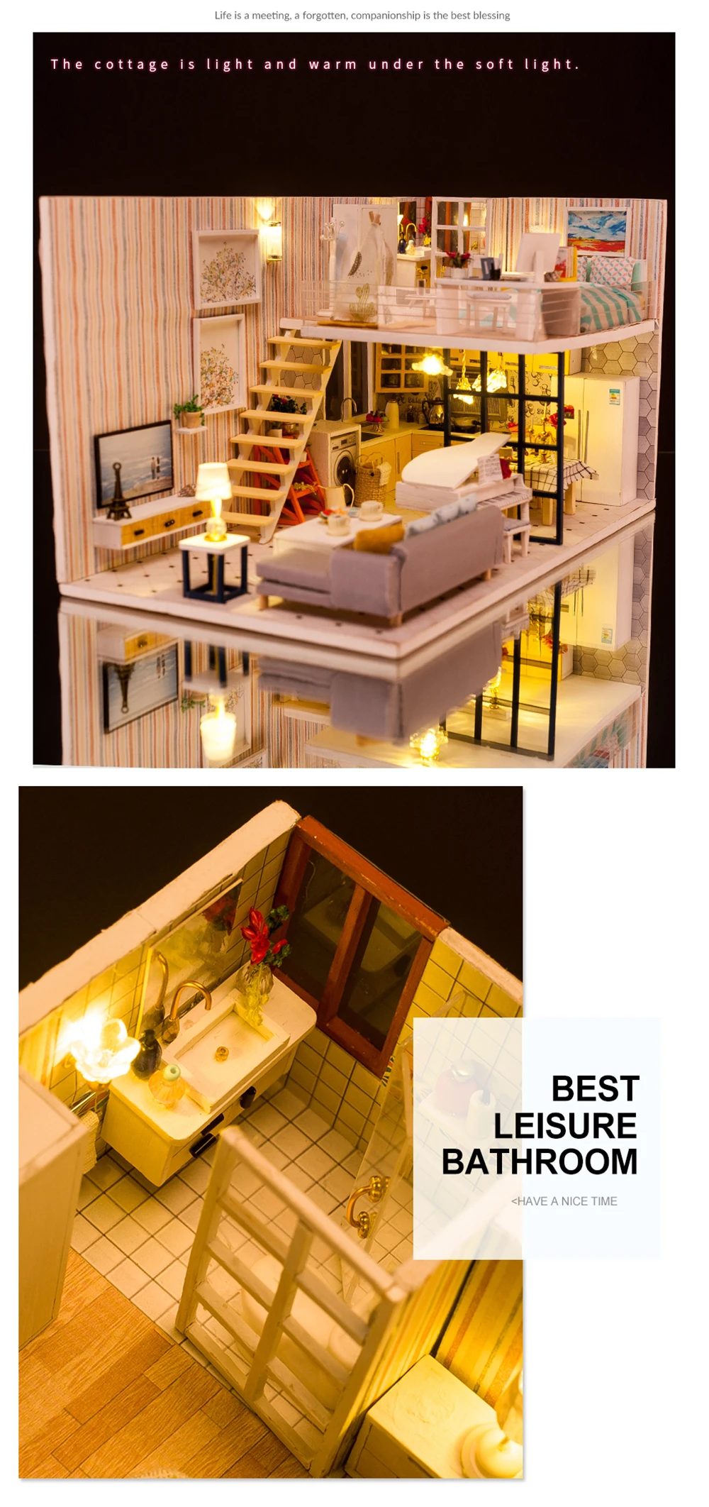 Миниатюрный Кукольный дом с мебелью DIY Деревянный светильник кукольный домик креативный ручной работы мечта девушка сердце подарок для детей игрушки на день рождения