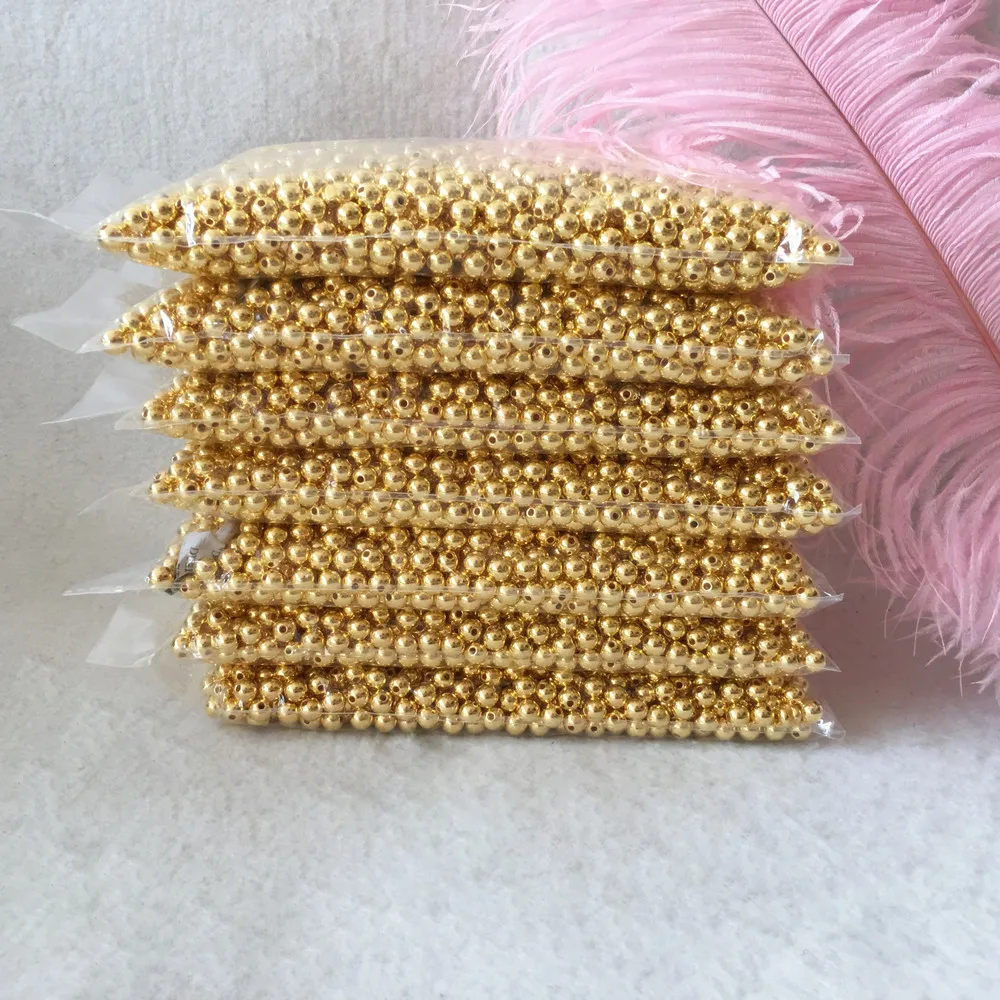6mm about 4350 piece Модный выбор позолоченные бусины пластиковые двухствольный имитация жемчуга круглые имитация жемчуга бусины ABS ювелирные изделия аксессуары - Цвет: 6mm about 4350 piece