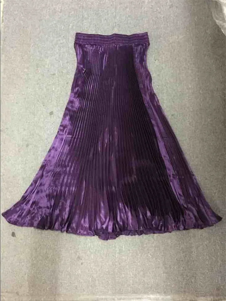 purple SHENGPALAE, новинка, модная Осенняя большая свободная однотонная плиссированная юбка до середины икры для женщин, 13 цветов, свободная юбка, Faldas Mujer Moda Tide FV318 - Цвет: purple