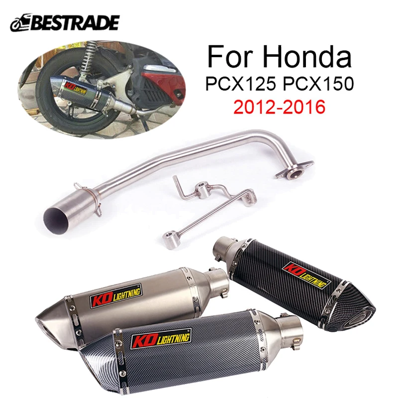 

Motorcycle Exhaust System For Honda PCX150 PCX125 2012-2016 Front Middle Link Pipe Slip On 51mm Muffler Stainless Steel