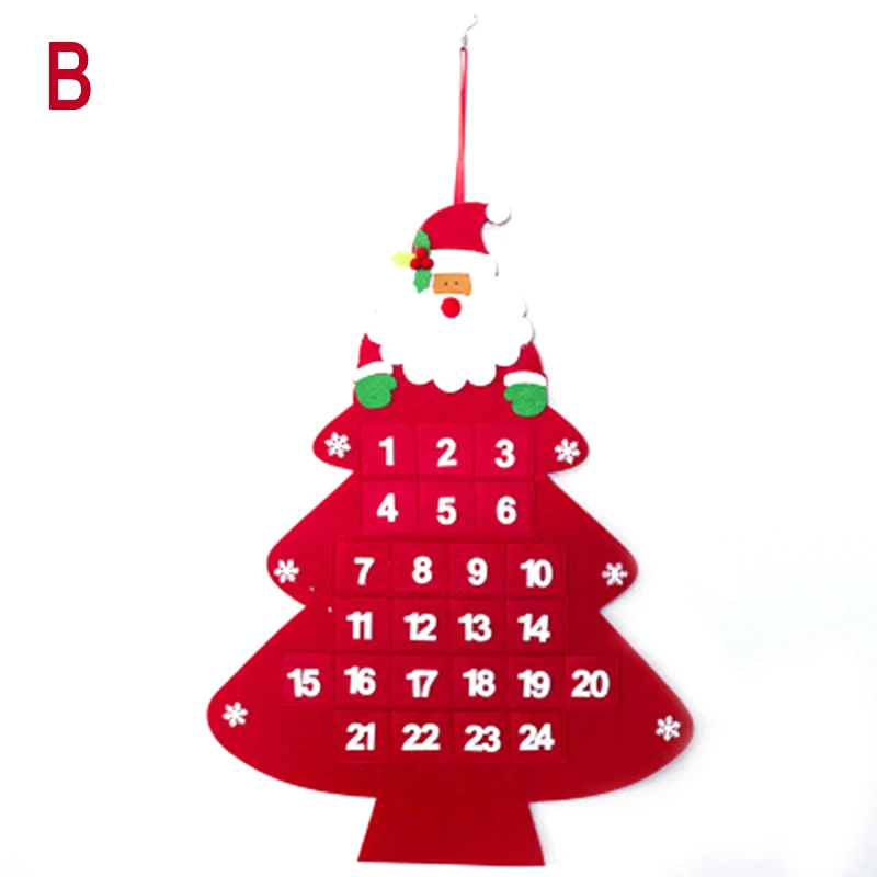 Christmas Felt Calendar Pendant Christmas Countdown Calendar Card Hanging Calendars QP2 - Цвет: b