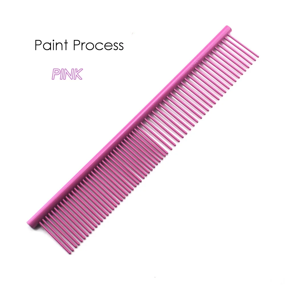Paint Pink 1pcs Colorful High Quality Pet Comb Steel Shedding Dog Grooming Comb Hair Remover Cat Dogs Cleaning Brush Cats Pets Acessorios - Цвет: Paint Pink