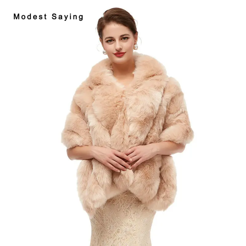 Elegant Faux Fur Wedding Shrugs 2020 Bridal Shawls Shoulder Cover Party