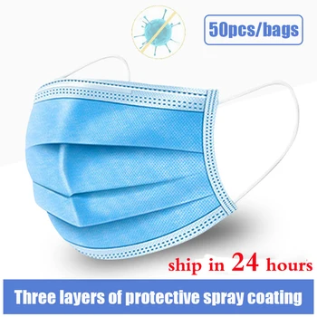 

50/100pcs Dispos able Mask Protective Mouth Mask Non-woven Melt Blown Three-layer Mouth Mask