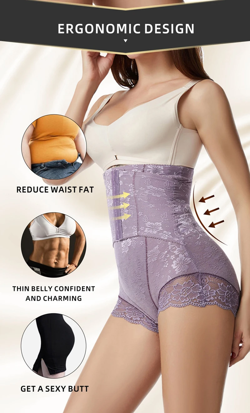 Seamless Lace Underwear Butt Lifter Easy Bathroom Shapers High Waist Trainer Body Shaper Shorts Women Slim Tummy Control Panties assets by spanx
