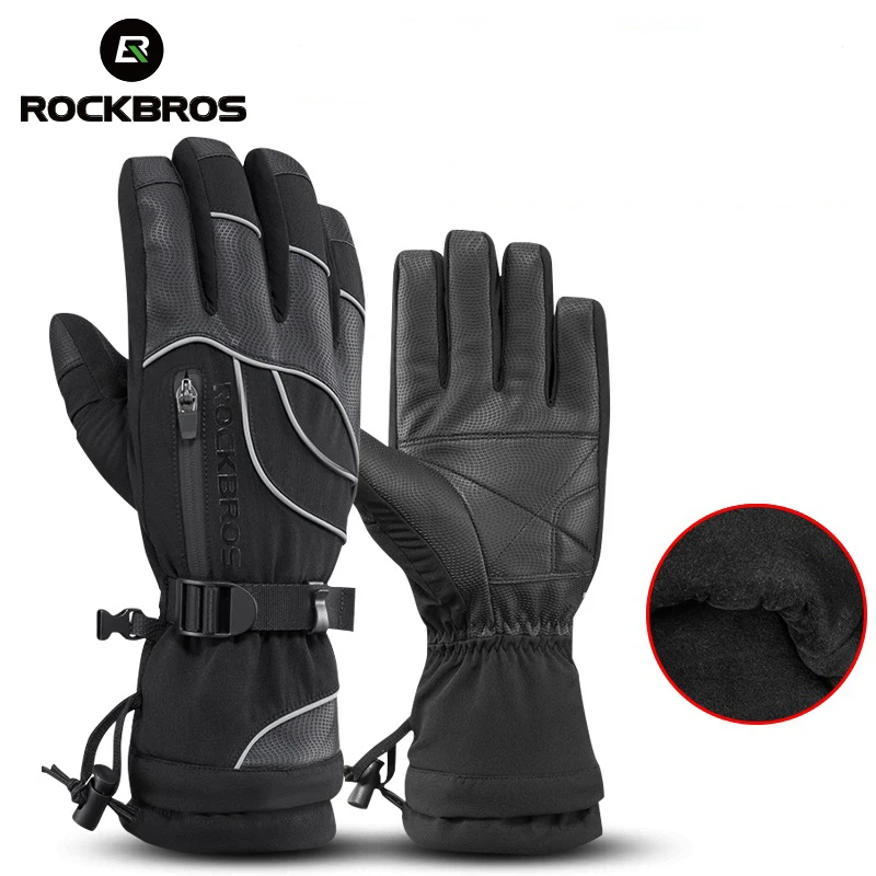 RockBros Waterproof Winter Ski Gloves Warm Snowboarding Snowmobile Mens Gloves Thermal Gear 