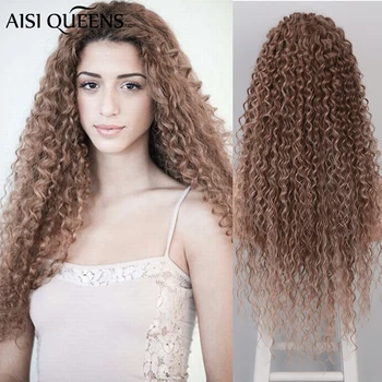 

AISI QUEENS Long Curly Lace Front Synthetic Wigs for Women Brown Blonde Cosplay with Baby Hair Lace Front Wig