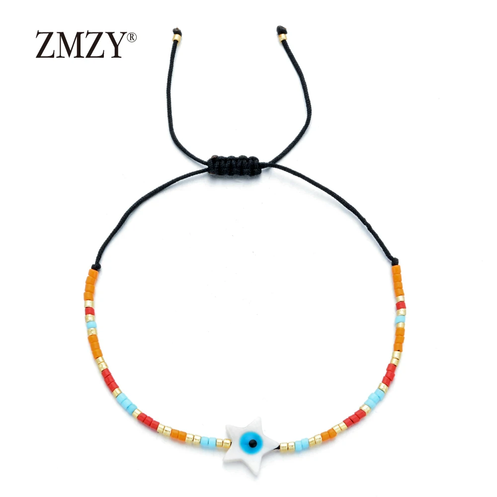 HGSL009-12 ZMZY милые браслеты со сглаза для женщин бисер Boho браслет дружбы ручная работа Seashell бисерный браслет Miyuki подарок для девочки - Окраска металла: HGSL009-12