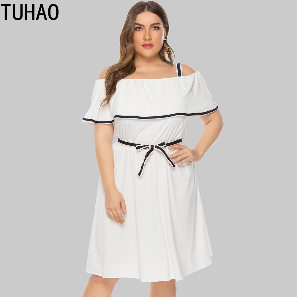 TUHAO размера плюс 4XL 3XL вечерние сексуальные Клубные стильные женские мини-платья с оборками Женские Элегантные платья с оборками большого размера