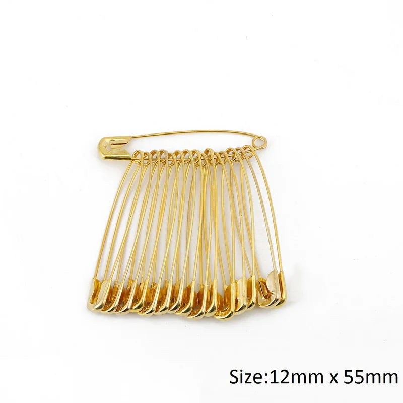 12x55mm gold 50 шт., высокое качество, безопасные булавки, золото, серебро, сделай сам, мини пряжка, булавка для одежды, металлический инструмент для рукоделия, швейные иглы, аксессуары - Цвет: 12x55mm gold