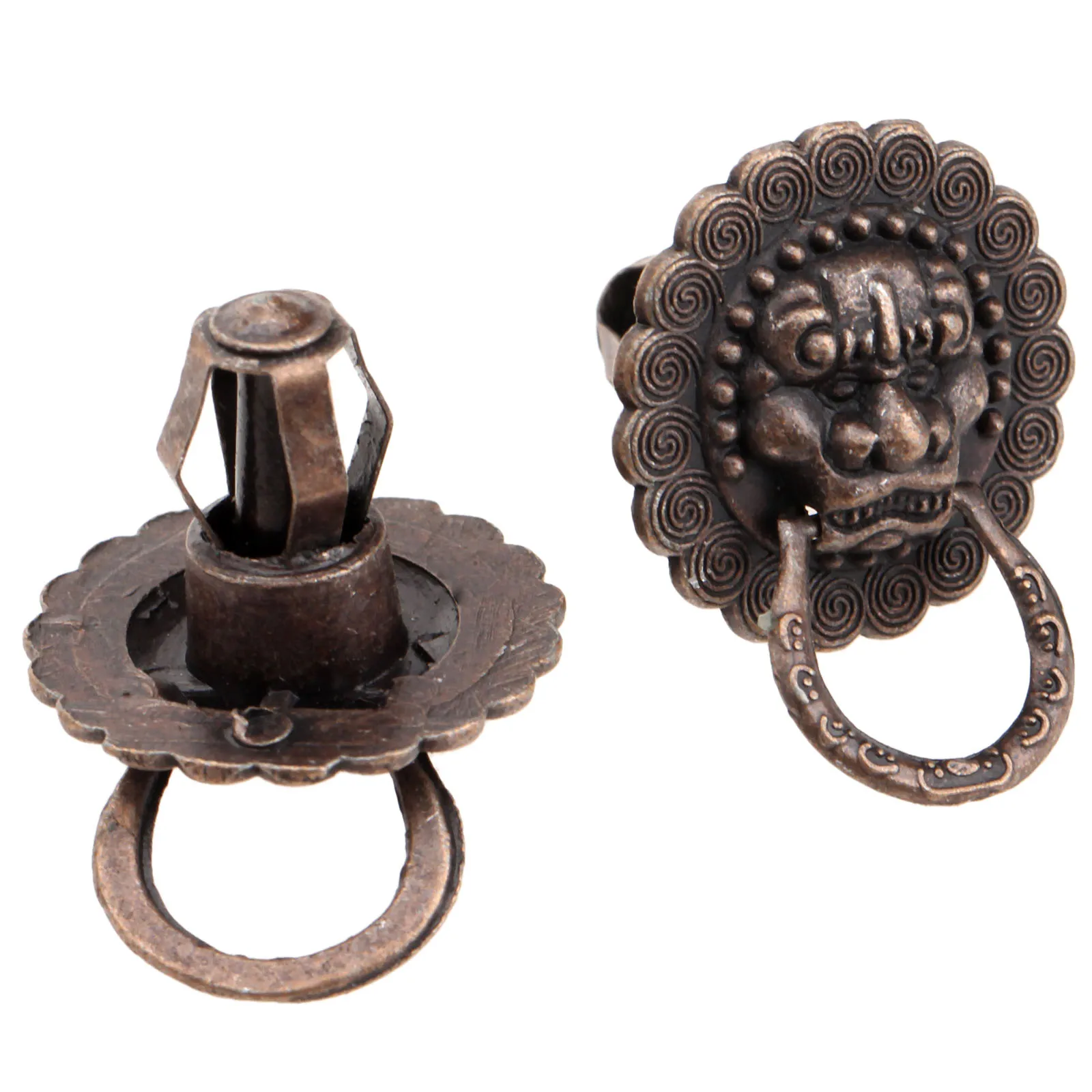 2 шт. железные ручки голова льва старинная медная ручка для дверного кольца