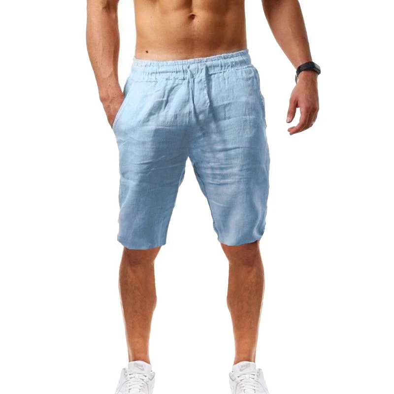 smart casual shorts mens 2022 New Summer Men's Linen Solid Color Drawstring Shorts Five-point Pants Swimming Beach Short Pants best men's casual shorts