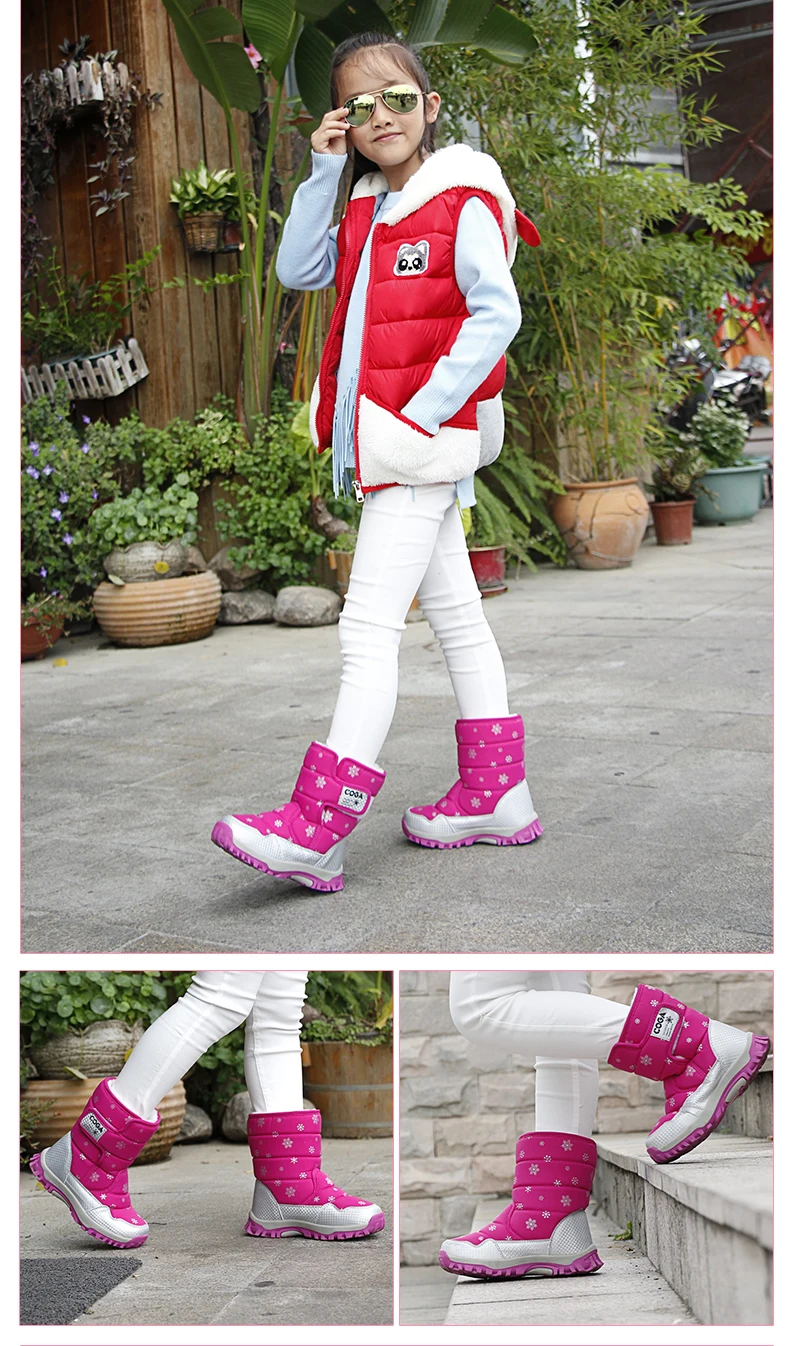 Зимняя супер теплая обувь для девочек до середины икры детские ботинки зимние ботинки с мехом плюшевые детские ботинки для мальчиков повседневные легкие водонепроницаемые