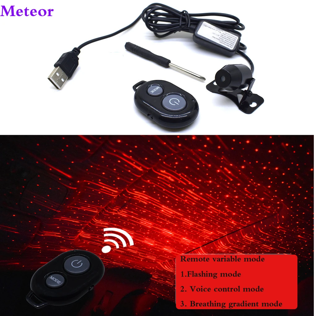 

LED Car Ambient Ceiling Light USB Interior Star Lamp Projector and Remote Control Auto Indoor Decoration