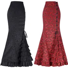 Однотонные юбки-трубы на шнуровке с принтом, женская модная юбка-годе в стиле пэчворк, летняя женская винтажная юбка до щиколотки высокого качества