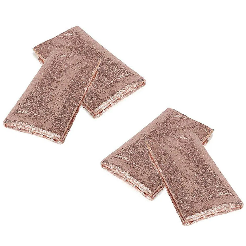 4Pcs 12 X 108Inch Glitter Rose Gold Sequin Table Runner for Birthday Wedding Engagement Bridal Shower Baby Shower Bachelorette H