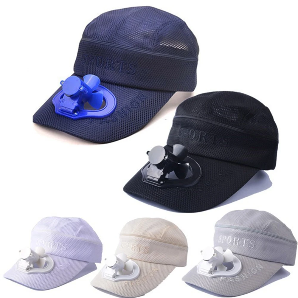 cap with solar powered fan