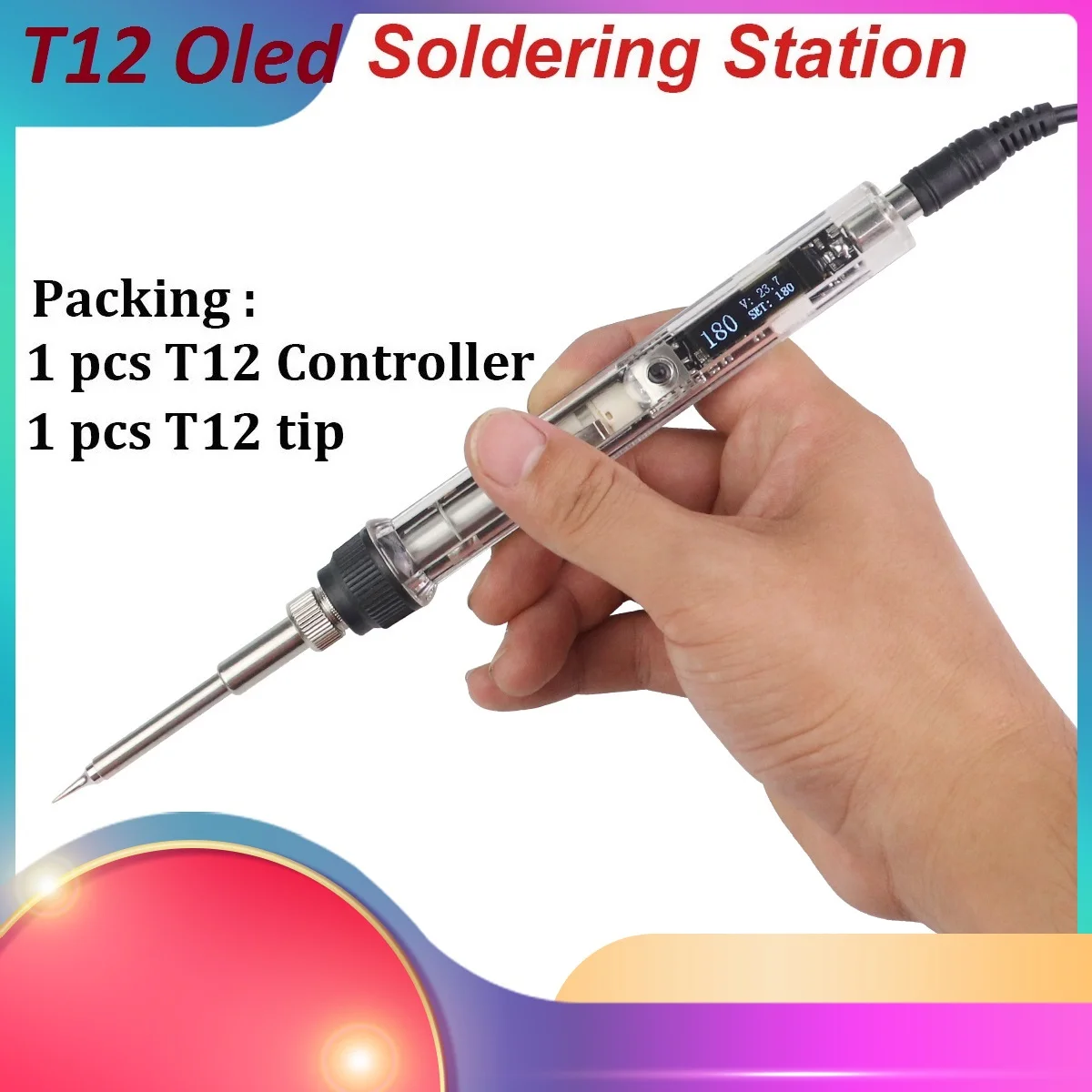 DC12~24V T12 OLED 72W Mini Electric Soldering Iron Adjustable Temperature Portable Solder Welding Station BC2 Tip tool not SH72 |