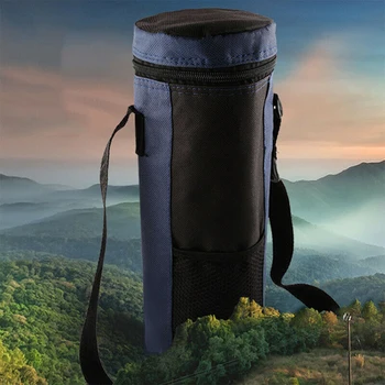 

Waterproof Single Strap Zipper Closure Practical Insulated Water Bottle Bag Camping Keep Fresh Adjustable Hiking Oxford Fabric