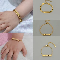 Letter Custom Baby Bracelets Gold Color Stainless Steel Name Personalized Gifts for Kids Children Engrave Nameplated Bracelet