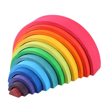 

Arch Bridge Rainbow Semicircle Building Decoration Child Early Learning Wooden Bending Board Toy Wooden Large 12 Pieces