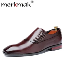 Merkmak/Фирменная Новинка Мужская обувь; модная женская обувь на шнуровке модельные туфли в деловом стиле, кожаная обувь, большой размер 38-48 вечерние Свадебная обувь с острым носком; для Для мужчин