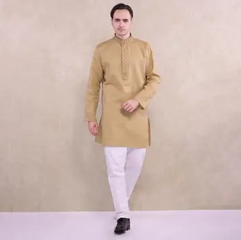 

New Man Suits Fashion Ethnic India Embroidery Sets Comfortable Cotton India Loose Long Sleeves Thin Top and Pants