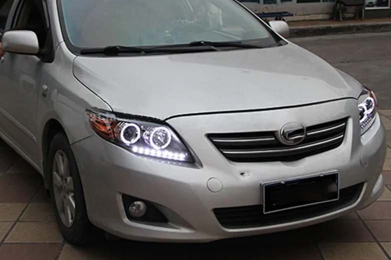 VLAND фабрика для Corolla фара в сборе 2008 2009 2010 модифицированный светодиодный Ангел глаз+ двойные линзы ксеноновые фары+ play and plug