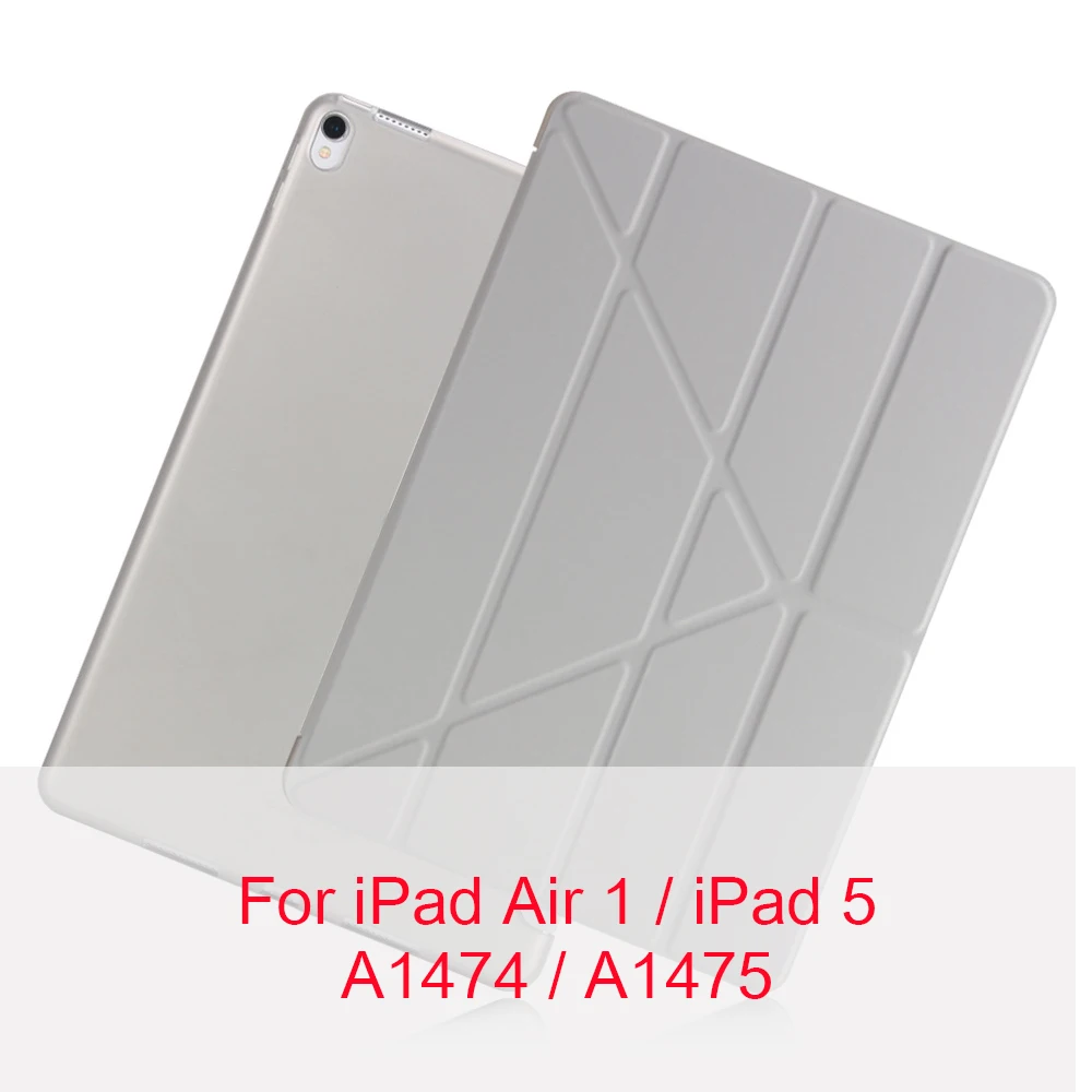 Плоский кронштейн кожаный чехол для Apple iPad 6 5 4 3 2 Air 1 2 чехол для iPad Air1 Air2 складной чехол PU защитный чехол - Цвет: Grey